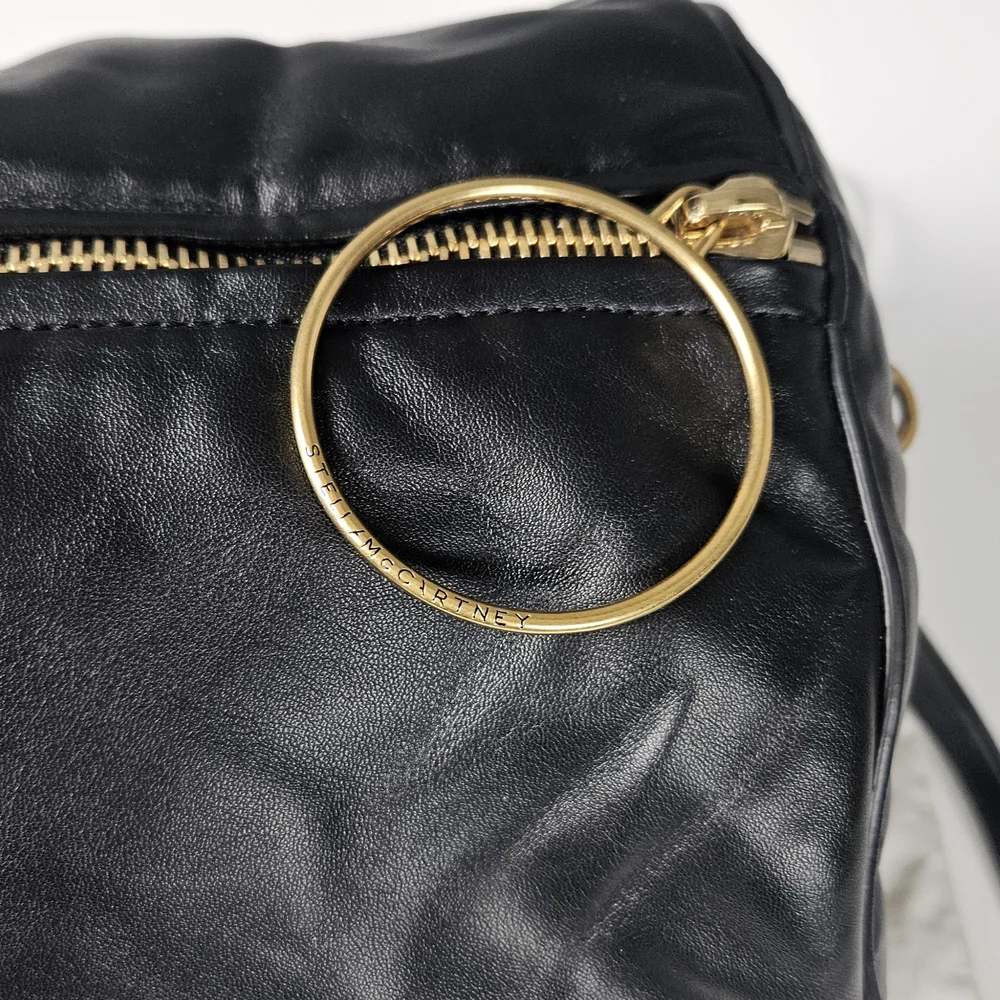 Stella McCartney Alter Nappa Weekend Travel Crossbody Duffle Bag Black Gold - Picture 3 of 13